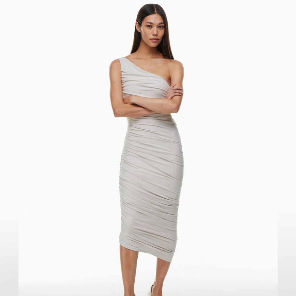 Babaton One-Shoulder dress in Matte pearl color